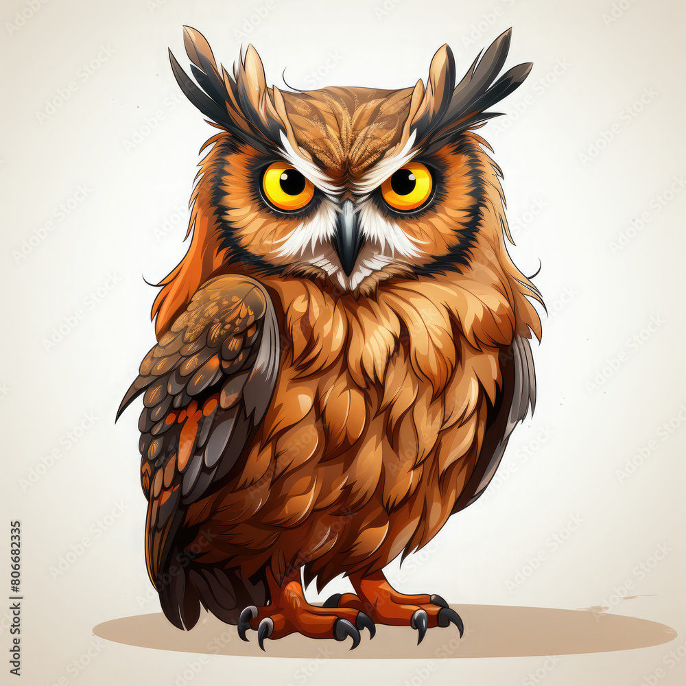 Fototapeta premium Watercolor Sage owl, clipart Illustration, Generative Ai