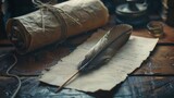 Antique Quill on a Written Letter