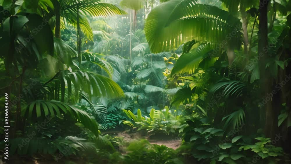 A dense and flourishing forest with an abundant collection of thriving trees in lush green foliage, A spacious tropical rainforest with diverse wildlife A dense and flourishing forest with an abundant collection of thriving trees in lush green foliage, A spacious tropical rainforest with diverse wildlife
