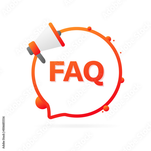 FAQ speech bubble icon. Flat style. Vector icon