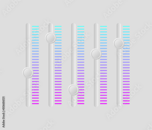 Equalizer Sliders. Volume Control Icon Set. Flat Style. Vector icons