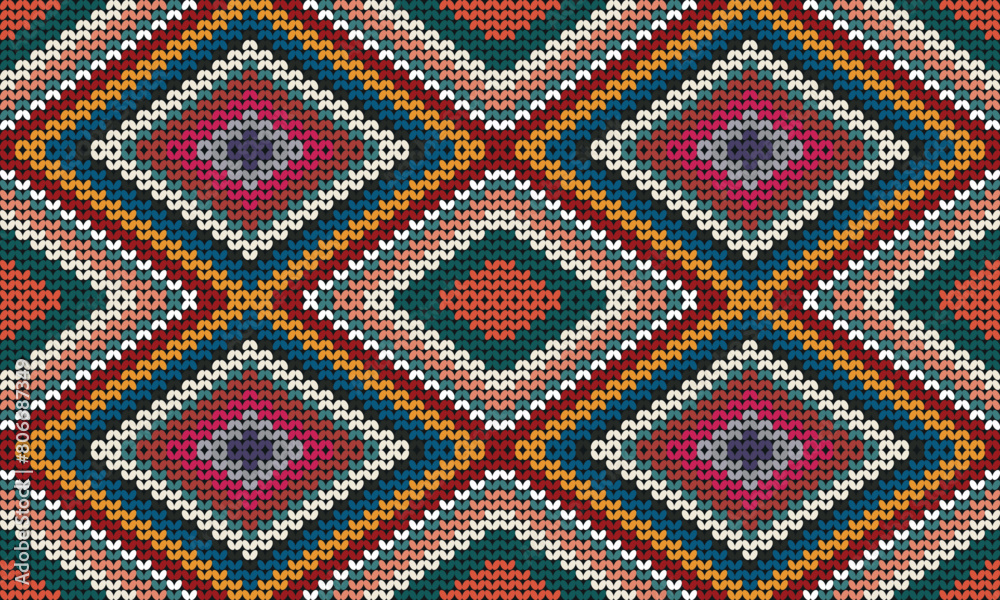 Seamless crochet zigzag geometric yellow and dark blue colour plaid for dress, scarf, skirt, picnic tablecloth, other fabric design.Scrapbook Cute prints background. Seamless crochet zigzag geometric yellow and dark blue colour plaid for dress, scarf, skirt, picnic tablecloth, other fabric design.Scrapbook Cute prints background.