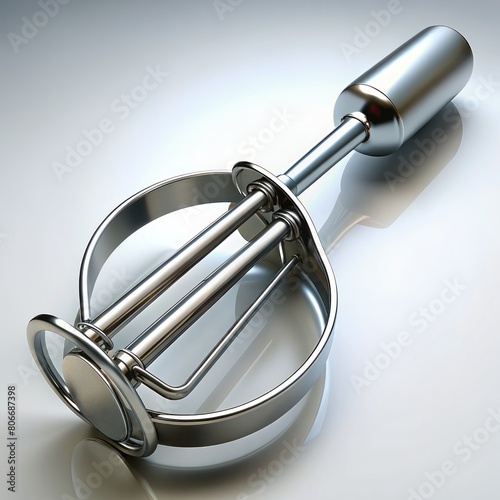 3D Render of a Steel Potato Masher, on isolated white background, Generative AI