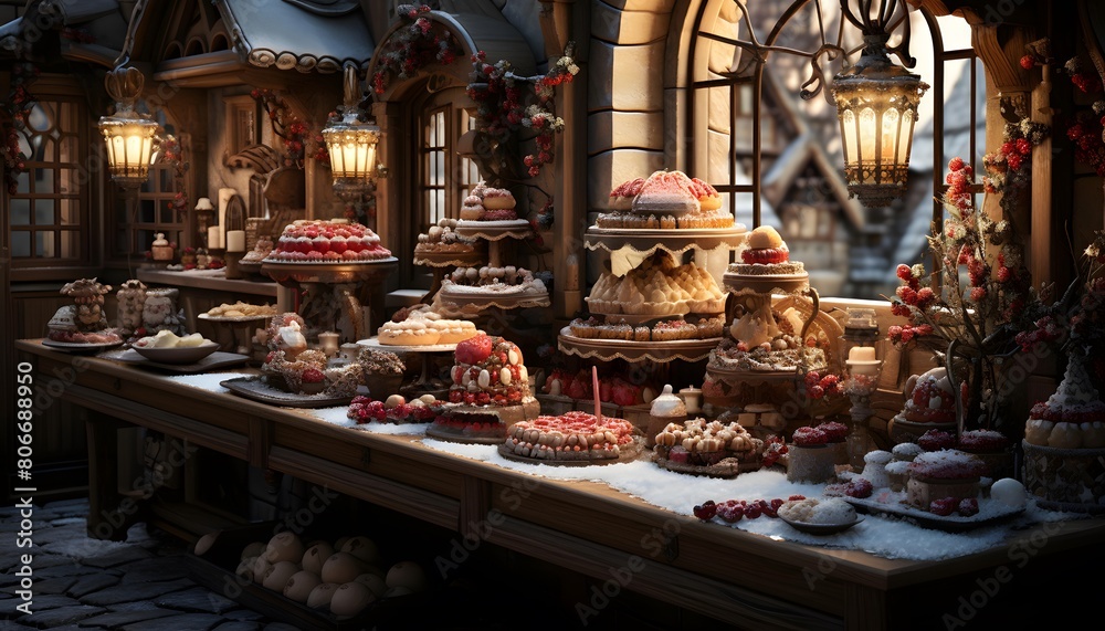 Christmas market in Prague, Czech Republic. Traditional cakes and sweets.