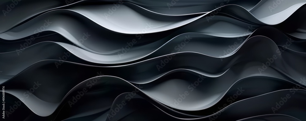 3D Black Wavy Shapes Background. 3D Black Wavy Shapes Background.