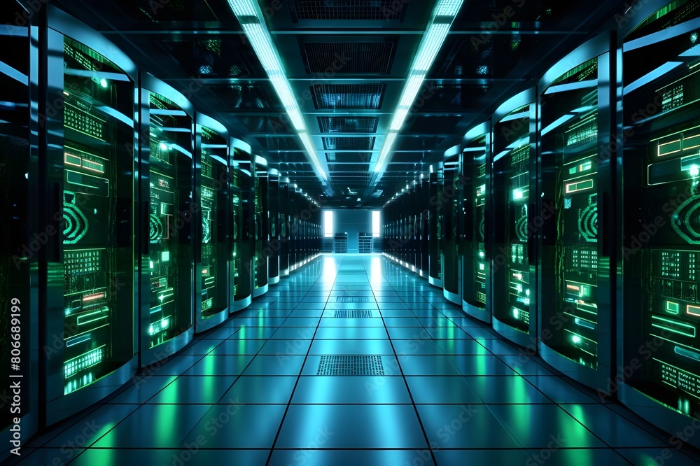 data center network,High-Tech Server Room for Data Storage & Processing