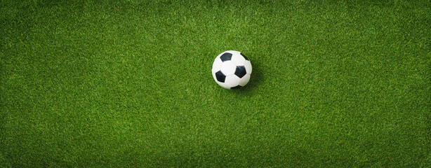 green grass texture with a soccer ball - well-groomed turf in the garden