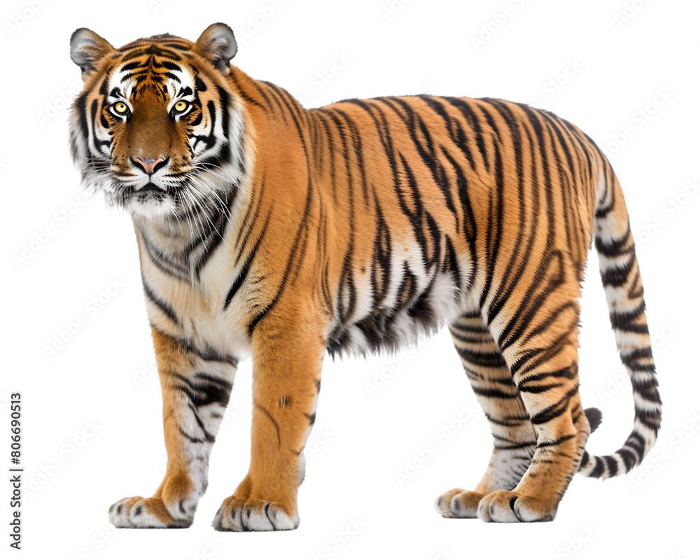 White tiger walking or tiger in anger mood  Isolated on Transparent Background