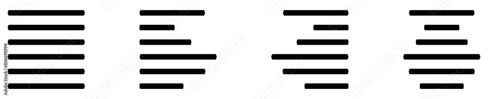 Ausrichtung von Text: Blocksatz, linksbündig, rechtsbündig oder zentriert