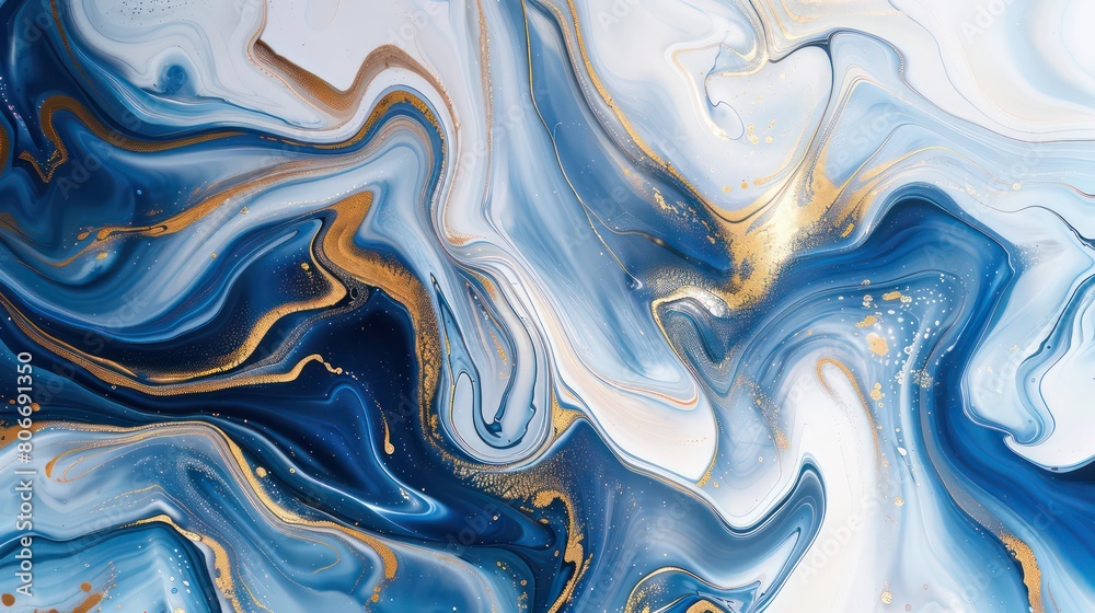 A beautiful abstract painting with blue, white and gold swirls, an elegant background. A beautiful abstract painting with blue, white and gold swirls, an elegant background.