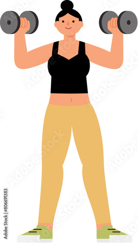 Woman doing weight lifting with dumb-bell