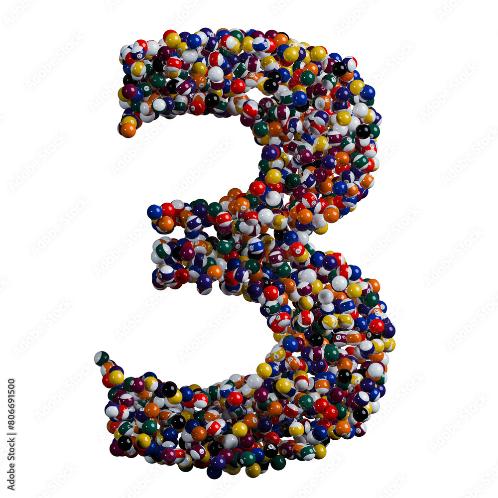Alphabet made of billiard balls, number 3 Alphabet made of billiard balls, number 3