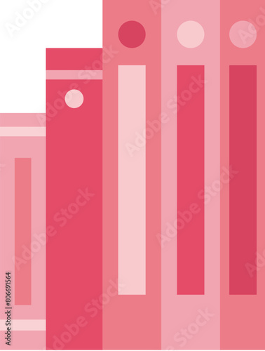 A row of red books in flat design