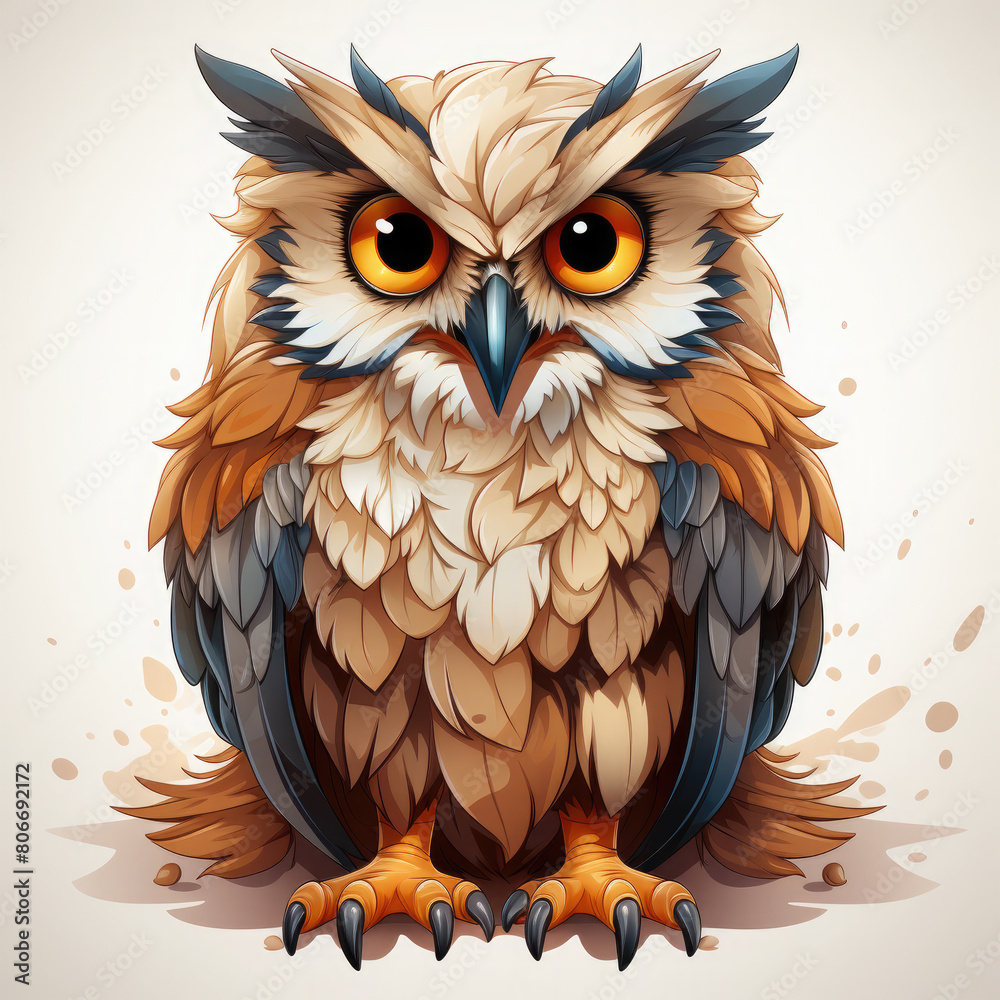 Obraz premium Watercolor Sage owl, clipart Illustration, Generative Ai
