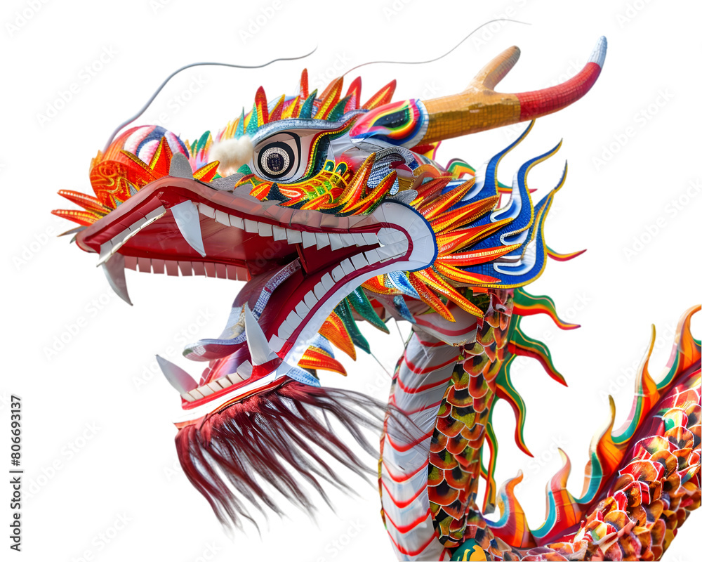 Chinese dragon sculpture Isolated on Transparent Background