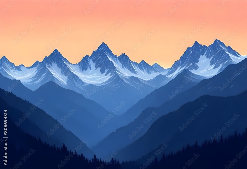 Digital-Painting-Serene-Mountain-Range-At-Sunset-M (9) 1