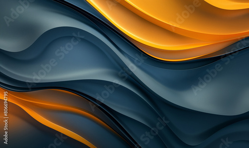 Blue and yellow background with abstract waves, a light blue and dark navy gradient, a dark skyblue and gray style in the style of gray photo