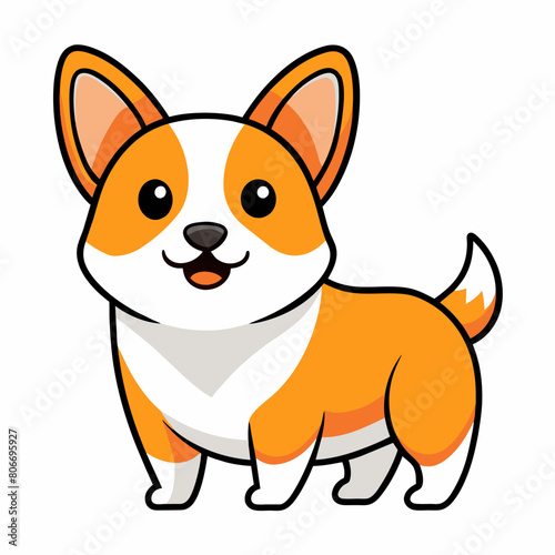 ute simple illustration of an orange and white corgi dog photo