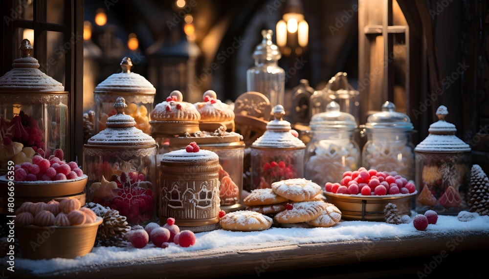 Traditional christmas sweets and cookies on the Christmas market in Gdansk, Poland