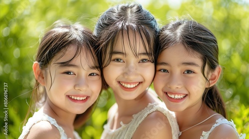  Peaceful Mother's Day Moments, Honest Families, Beautiful Young Mothers Embrace Her Cute Children with Deep Love, Share Laughter and Smile, Cherish Intimate Family Ties in Warm Leisure Time
