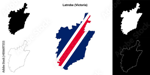 Latrobe (Victoria) outline map set photo