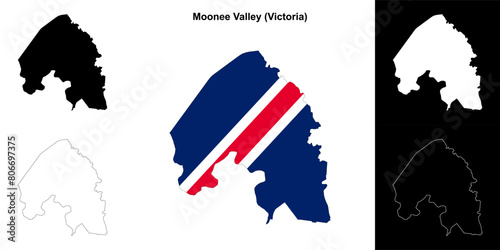 Moonee Valley (Victoria) outline map set photo