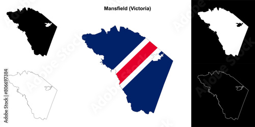 Mansfield (Victoria) outline map set photo