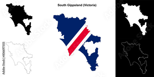 South Gippsland (Victoria) outline map set