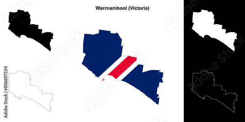 Warrnambool (Victoria) outline map set