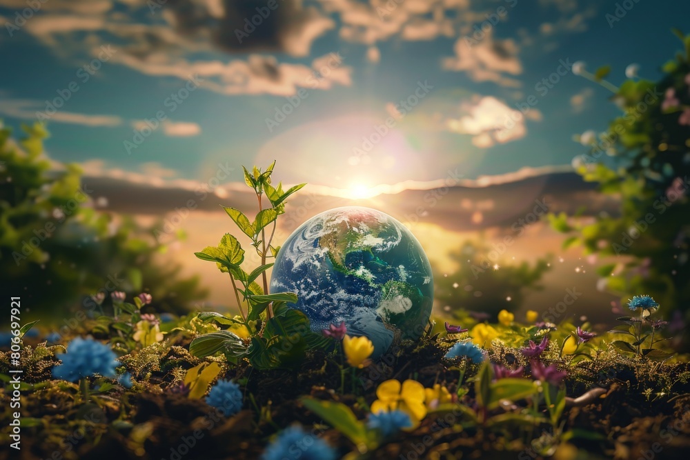  Earth being healed by sustainable practices and renewable energy sources