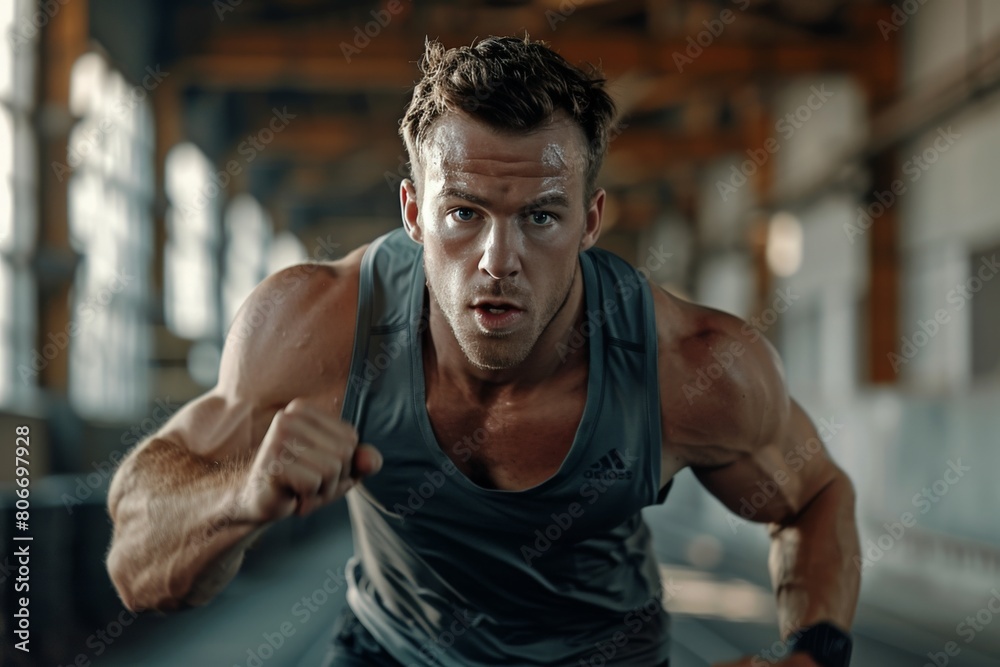 Dynamic action shots of athletes in motion, focusing on the intensity and determination of individuals dedicated to fitness Dynamic action shots of athletes in motion, focusing on the intensity and determination of individuals dedicated to fitness