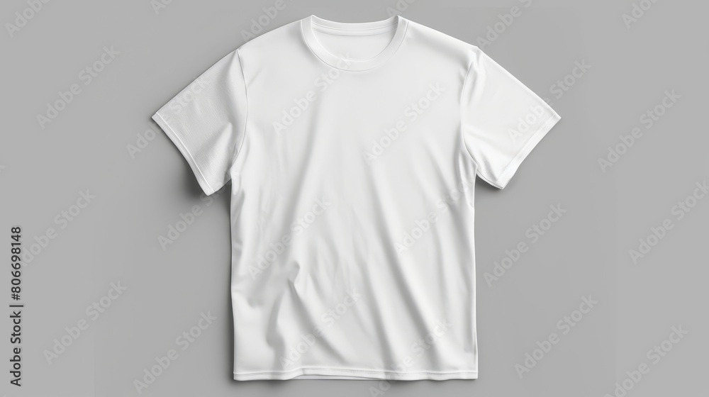 White blank short sleeve t-shirt mockup on gray background. Ai Generated White blank short sleeve t-shirt mockup on gray background. Ai Generated