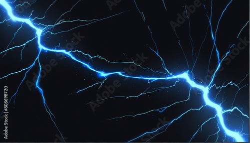 blue lightning impact effect on plain black background from Generative AI