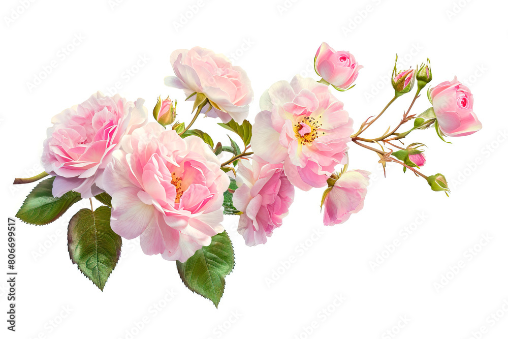 Beautiful bouquet of pink and white Hybrid tea roses on a white background Beautiful bouquet of pink and white Hybrid tea roses on a white background