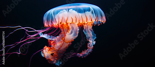 Background with a fantasy jellyfish underwater © Kseniya