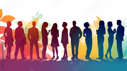 Diverse Community of Colleagues and Employees Silhouettes Vector Illustration  Teamwork Concept in Flat Design
