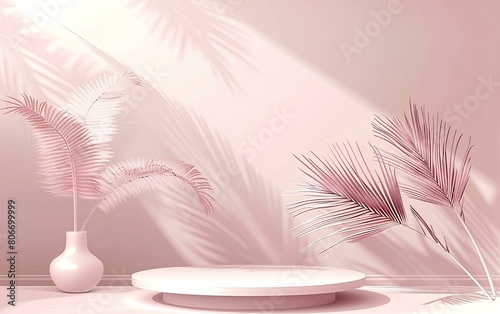 Abstract scene pink podium mockup. Award ceremony concept. © Aleena