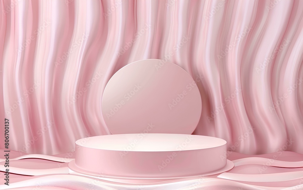 Fototapeta premium Abstract scene pink podium mockup. Award ceremony concept.