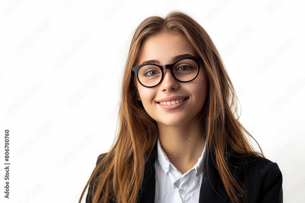 Young pretty woman, Investment Analyst photo on white isolated background