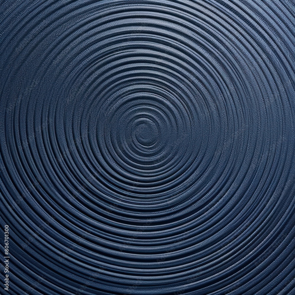 Navy Blue thin concentric rings or circles fading out background wallpaper banner flat lay top view from above on white background with copy space blank 
