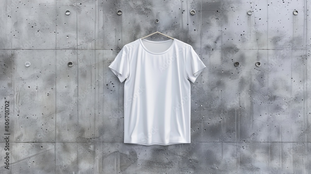White blank short sleeve t-shirt mockup on gray background. Ai Generated White blank short sleeve t-shirt mockup on gray background. Ai Generated