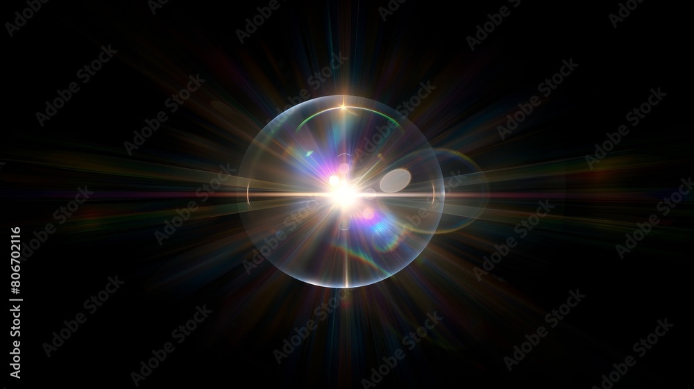 Abstract sunburst with digital flare, iridescent glare. Ai Generated