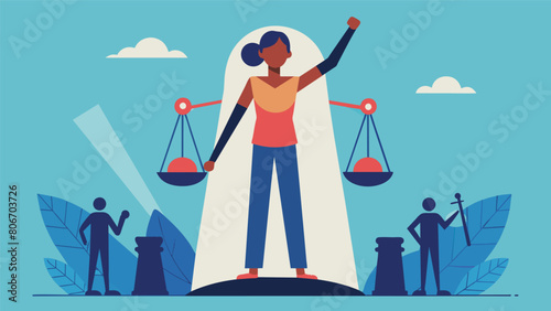 A person standing up for what is morally right taking a stand against injustice.. Vector illustration photo