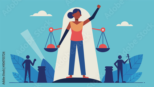 A person standing up for what is morally right taking a stand against injustice.. Vector illustration