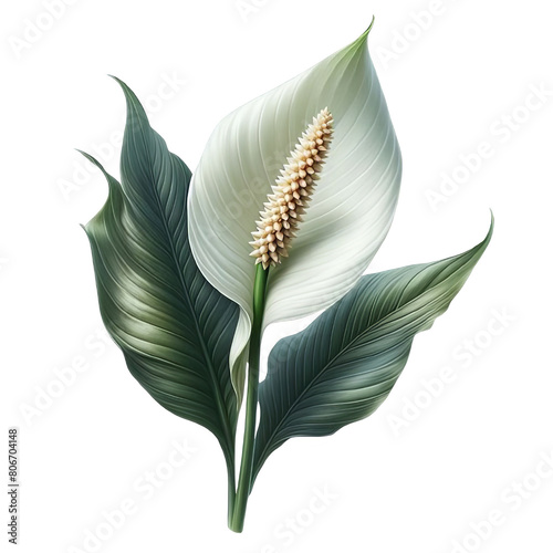 Peace lily spathiphyllum wallisii flower png isolated on transparent background