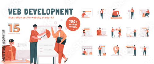 Business profile illustration starter kit for empty space or header website pages