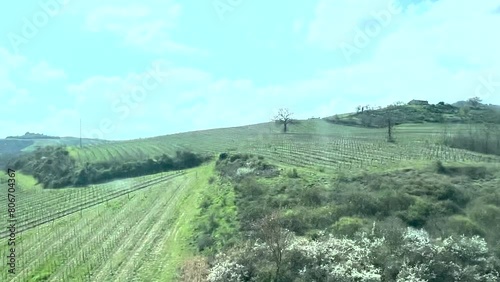 Tuscan hills in Italy train travel , generated by AI. High quality 4k footage photo
