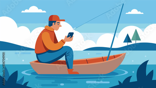 A lone fisherman sits on the edge of his boat scrolling through his phone and eagerly seeking out the next big sensational story to lure in the.