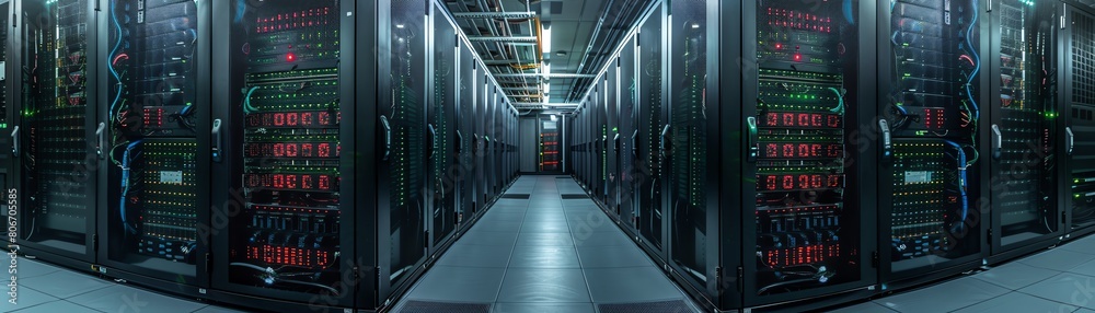 Cuttingedge cloud server racks with active cooling systems, illustrating efficient data storage Cuttingedge cloud server racks with active cooling systems, illustrating efficient data storage