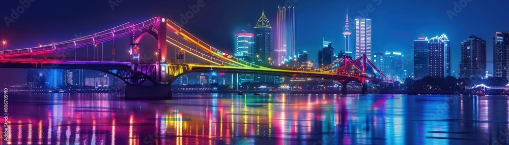 A city skyline with a bridge in the middle, Pride Month and Day, LGBTIQ+ 